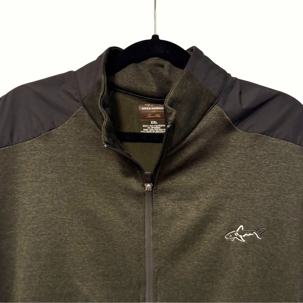 Greg Norman Full Zip Jacket Green Excellent Hydrotech Mock Neck Mens XXL